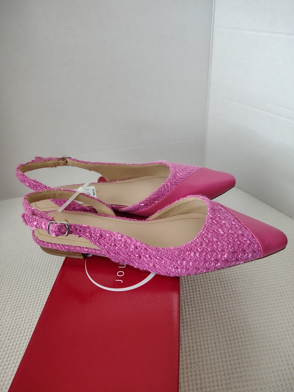 Journee Pink Textured Pointed Slingback Flats Size 7.5